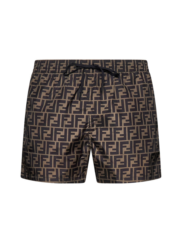 Brown Nylon Swim Boxers Beachwear