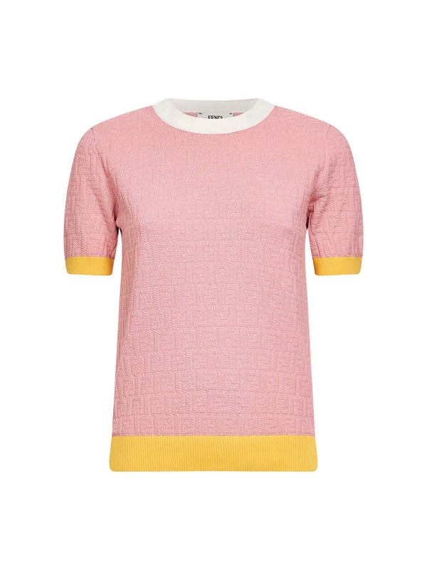 Sweater Ff Jacquard Pink Cotton-Silk