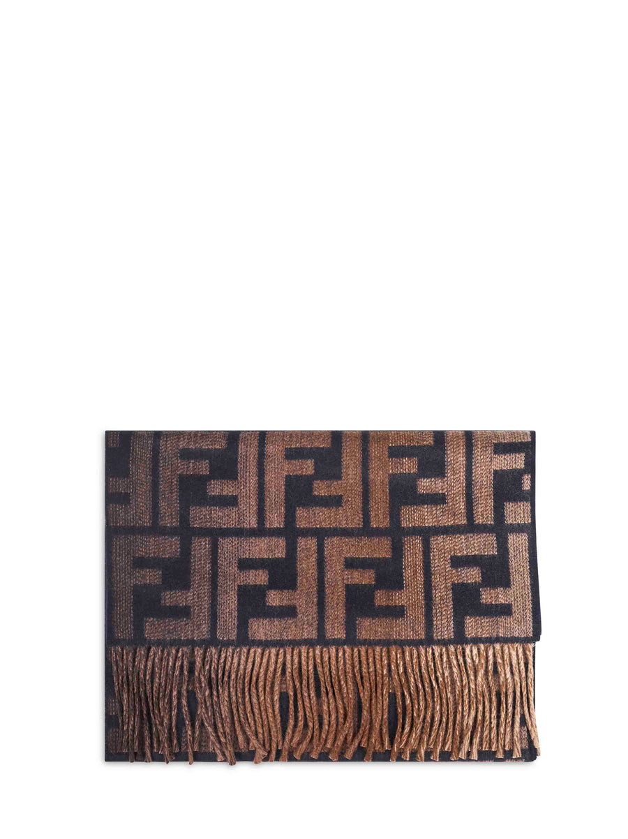 Blue And Brown Wool Cashmere Scarf Virgin