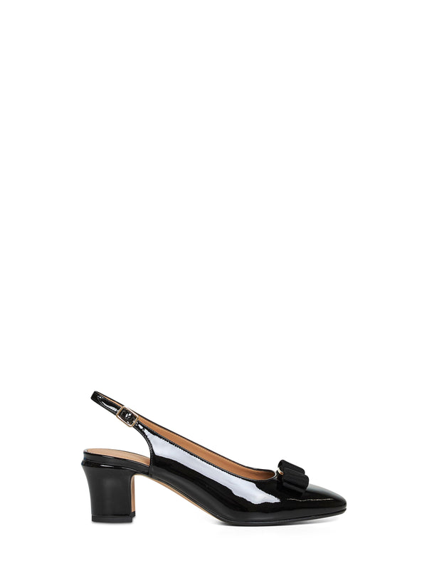 Black Vara Bow Slingback Pumps Calf Leather
