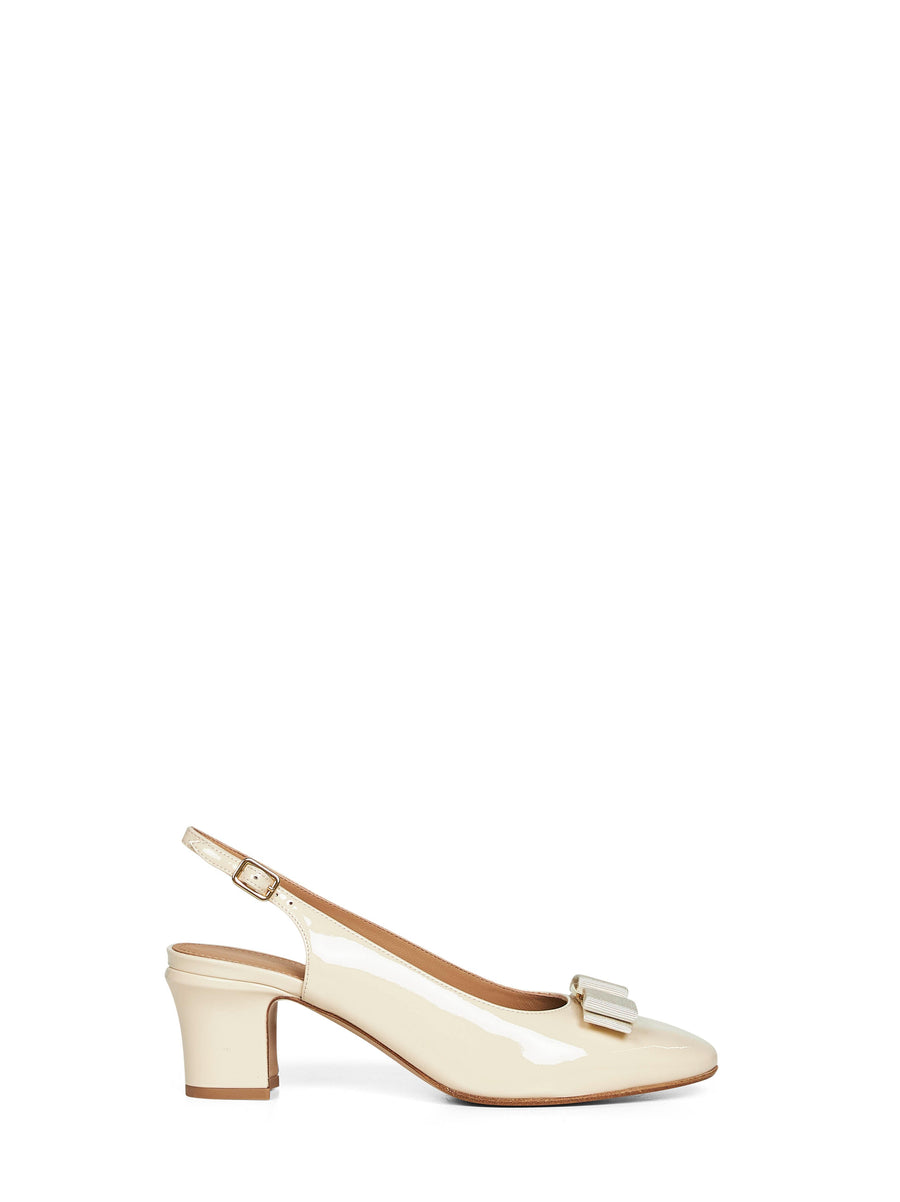 Vara Bow Slingback Pumps Ivory Calf Leather (bos Taurus)