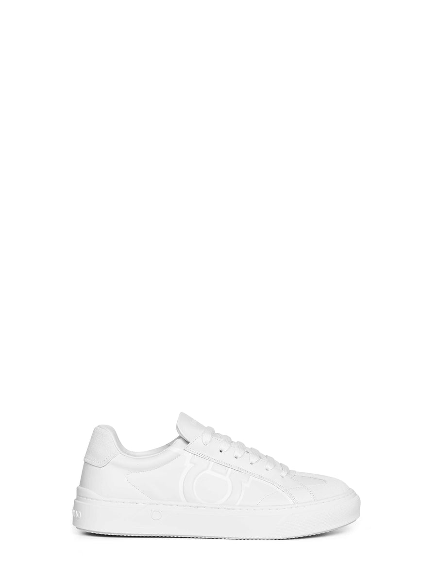 White Leather Gancini Sneakers Calf (bos Taurus) Trainers