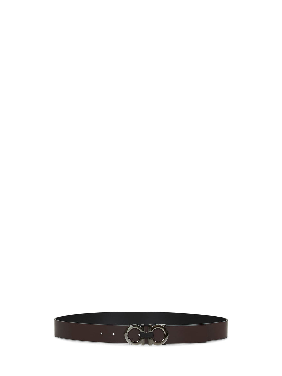 Dark Brown Gancini Reversible Belt Calf Leather