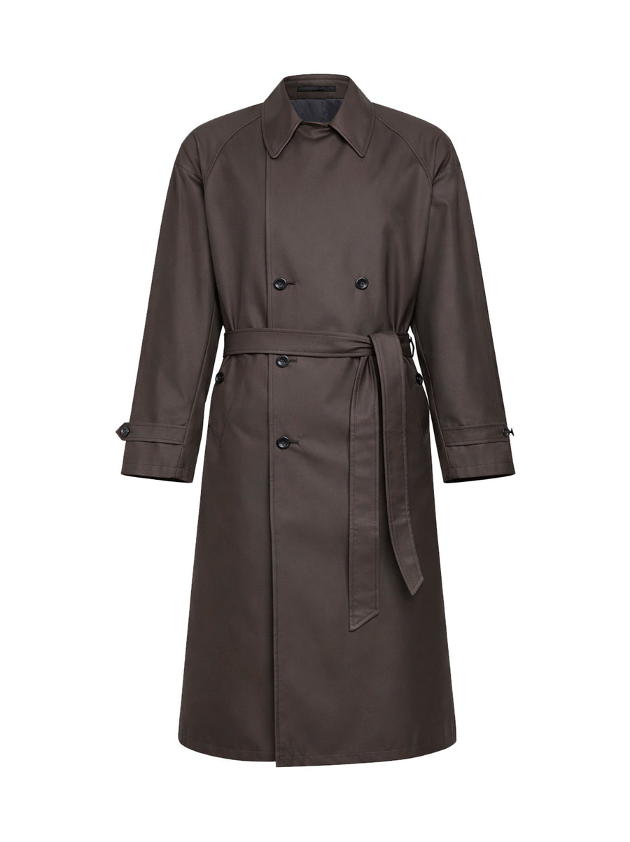 Trench Coat Silk-Blend Twill Brown