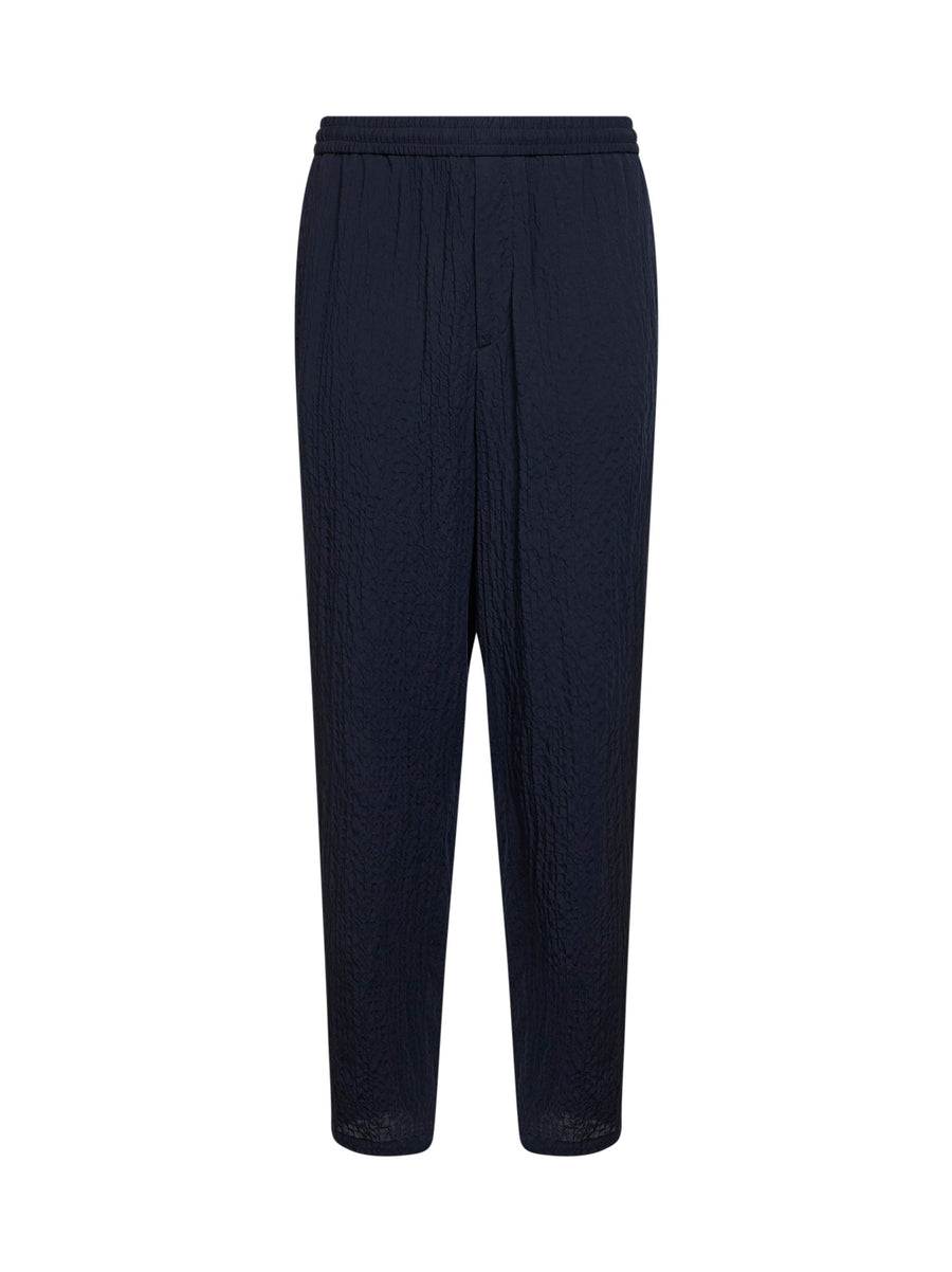 Flat-Front Trousers Lyocell Blend Blue