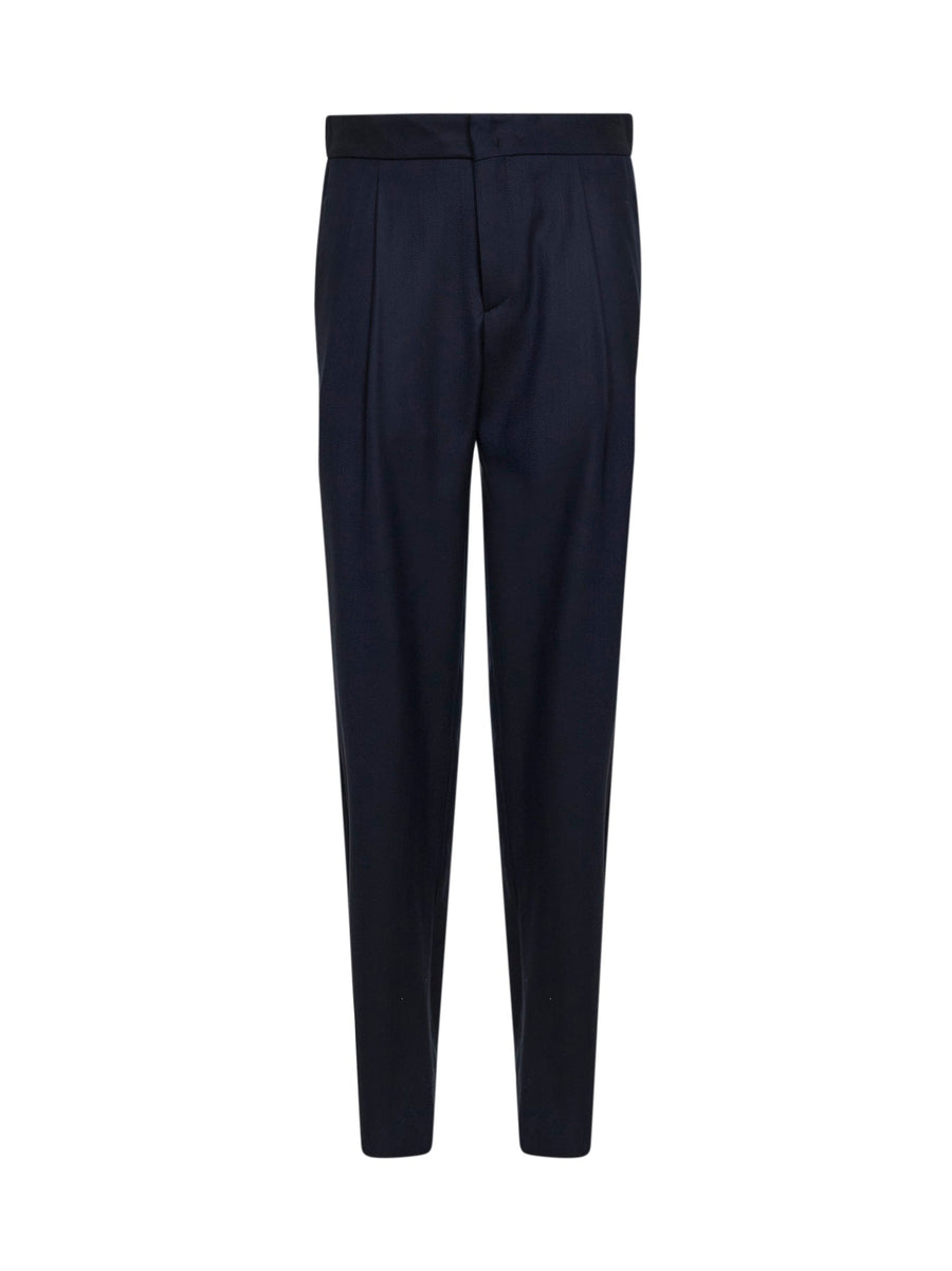 Trousers Blue Chevron Wool-Cashmere Virgin Wool
