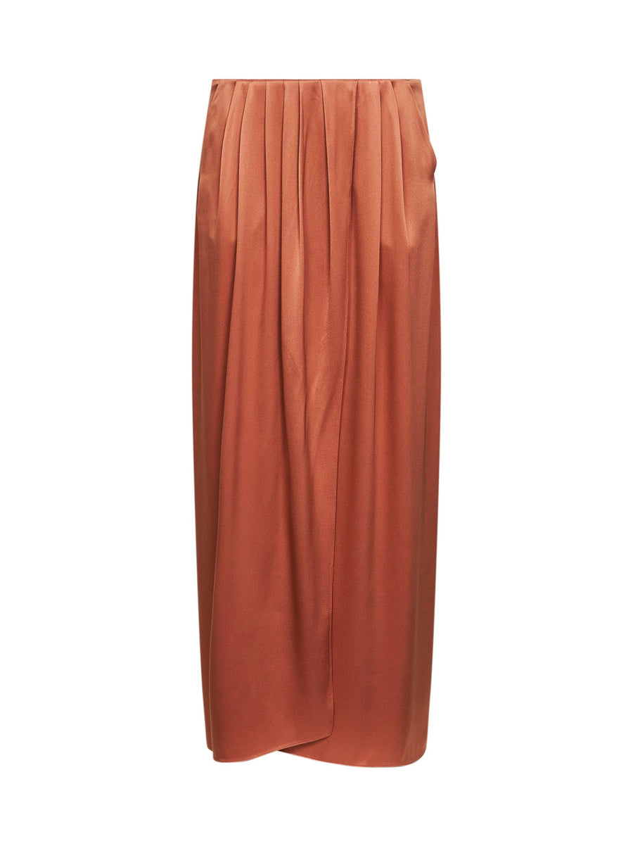 Long Wrap Skirt Orange Silk