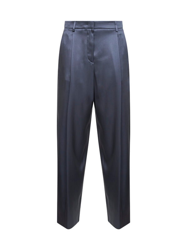 Trousers Double Silk Satin Light Blue