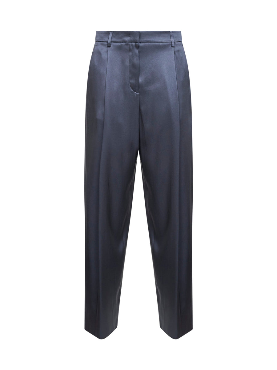 Trousers Double Silk Satin Light Blue