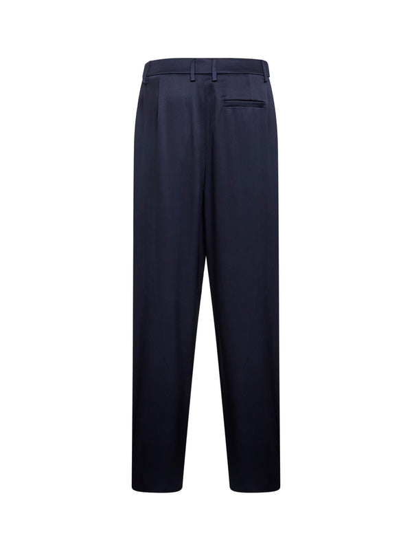 Trousers Double Silk Satin Blue