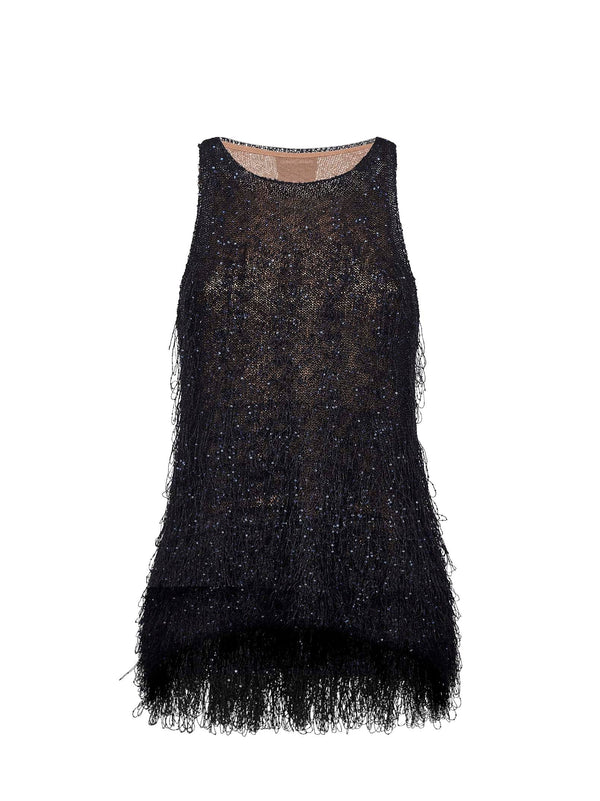 Top Lurex Multicolour With Fringes Polyamide Tops