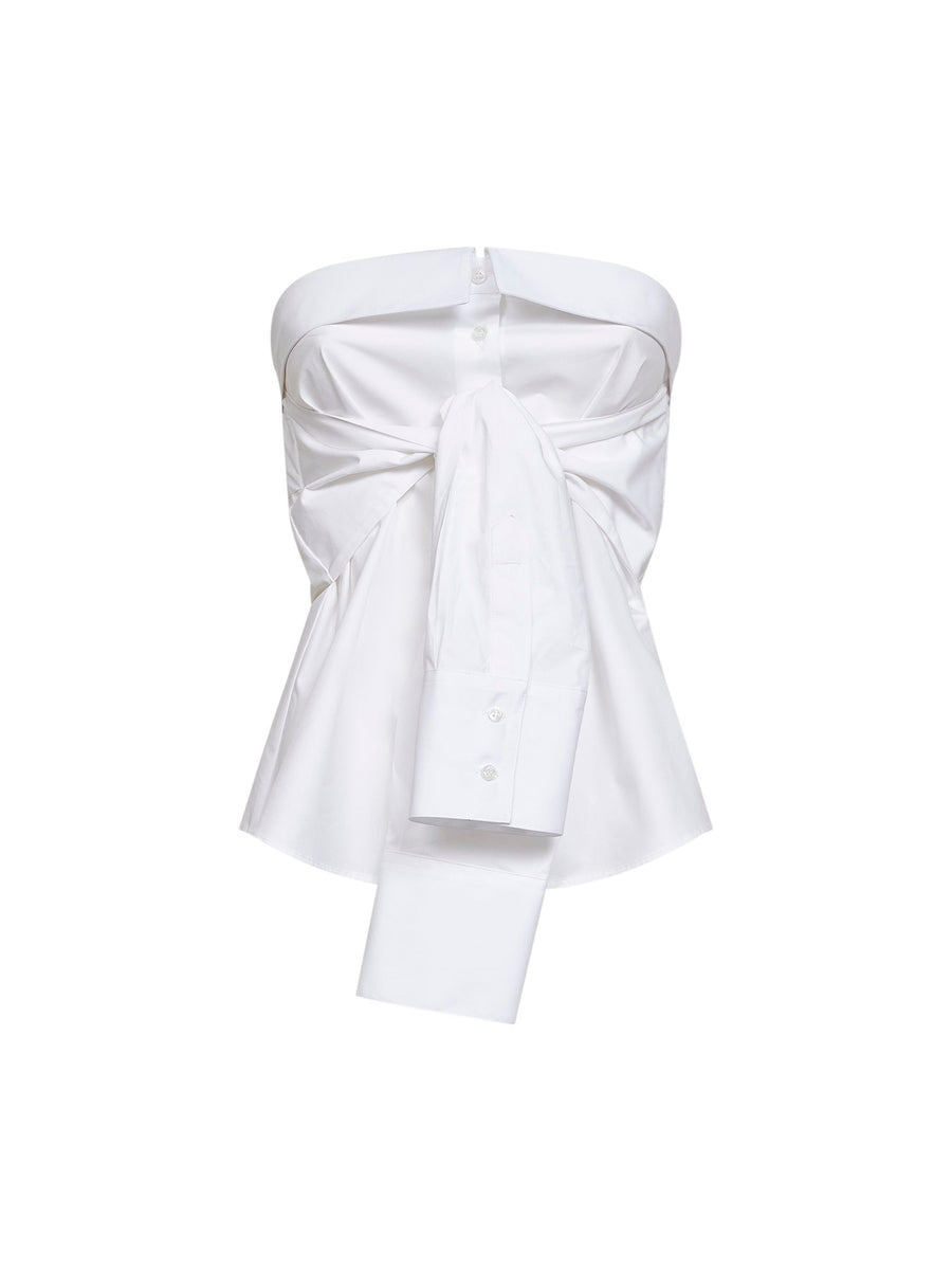 Bustier Top Poplin White Cotton Tops