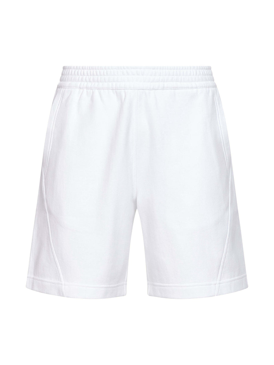 White Brushed Cotton Couture Seam Bermuda Shorts