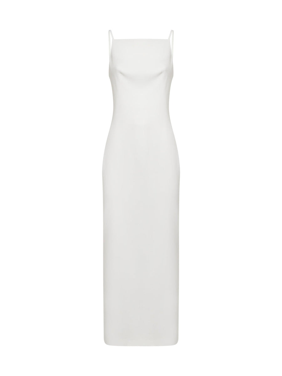 Ivory Crepe Cady Long Dress With Slit Viscose