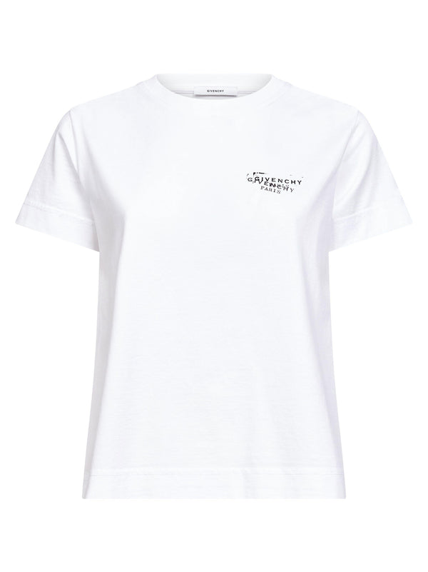 White Stamp Print T-Shirt Cotton T-shirts & Jerseys