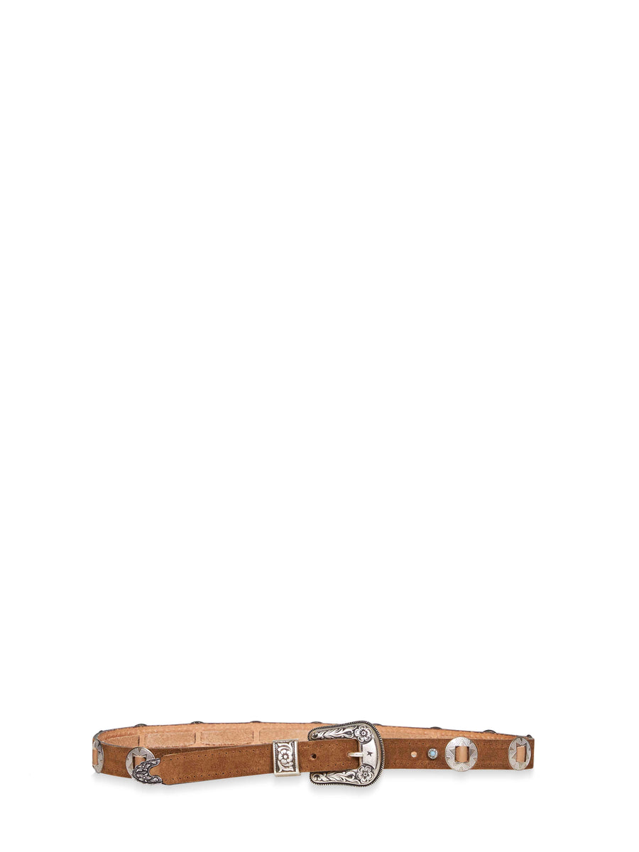 Belt Nubuck Hazelnut Brown Bovine Leather (top Grain)