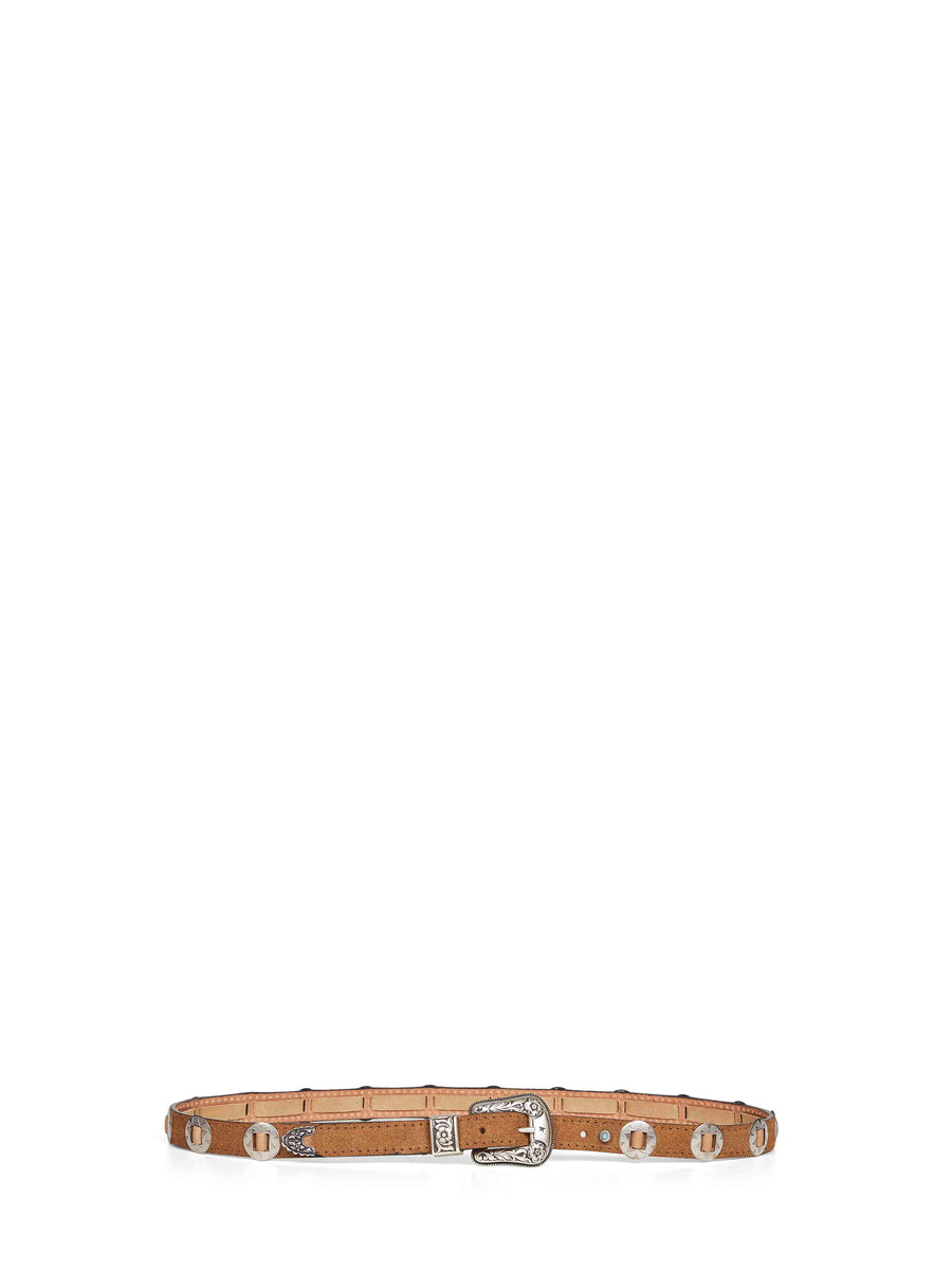 Lace Belt Nubuck Light Brown Calf Leather