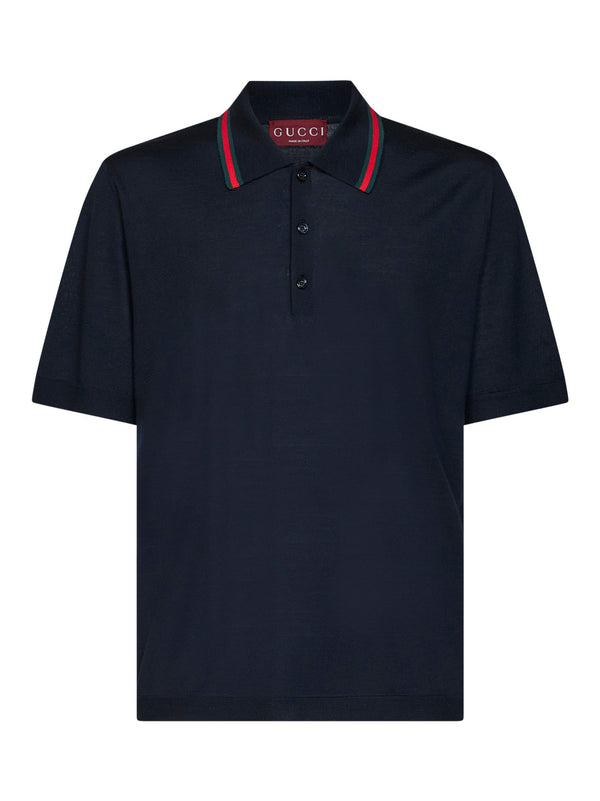 Wool Polo Shirt Blue