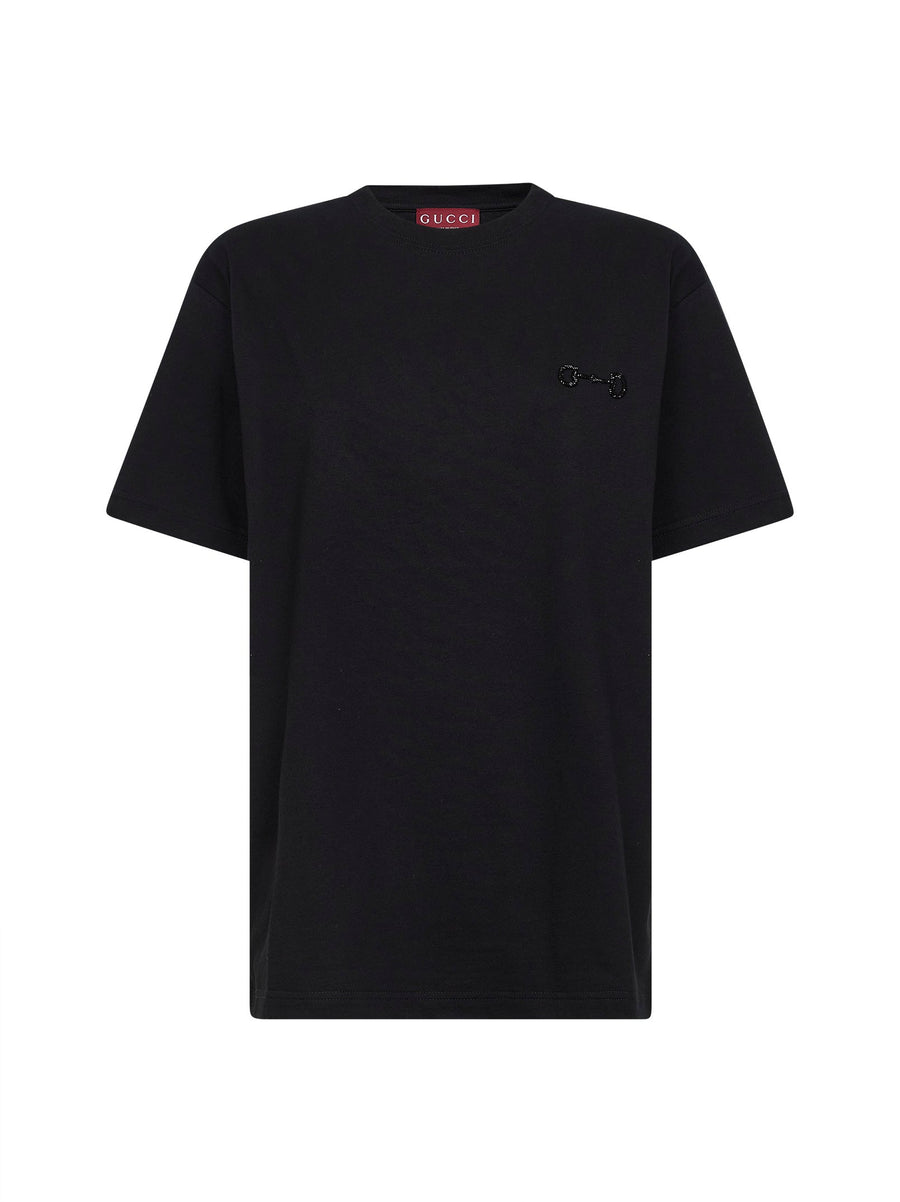 Black Cotton Jersey Embroidered T-Shirt T-shirts & Jerseys