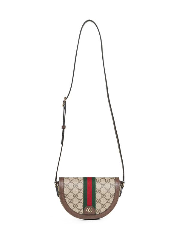 Small Shoulder Bag Ophidia Beige-Dark Brown Polyurethane Handbags