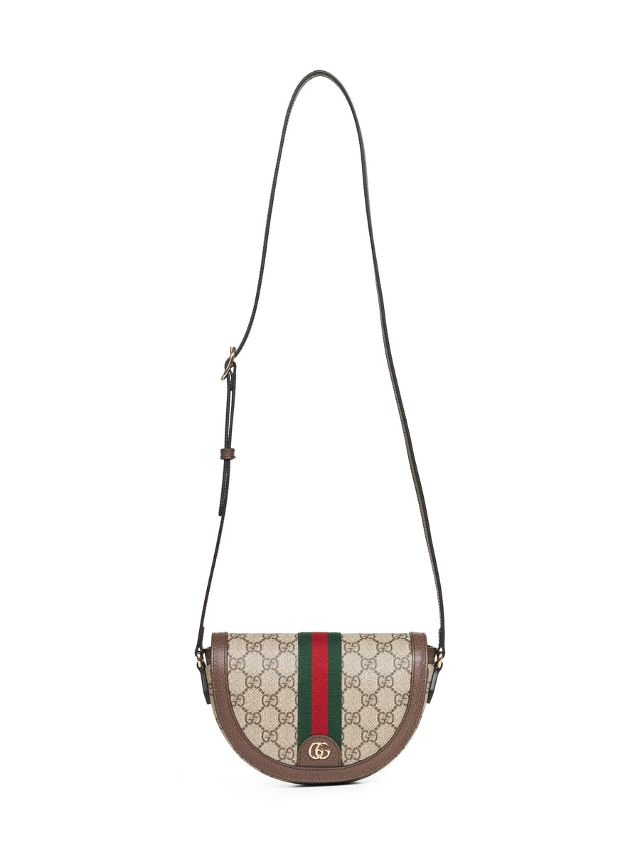 Small Shoulder Bag Ophidia Beige-Dark Brown Polyurethane Handbags