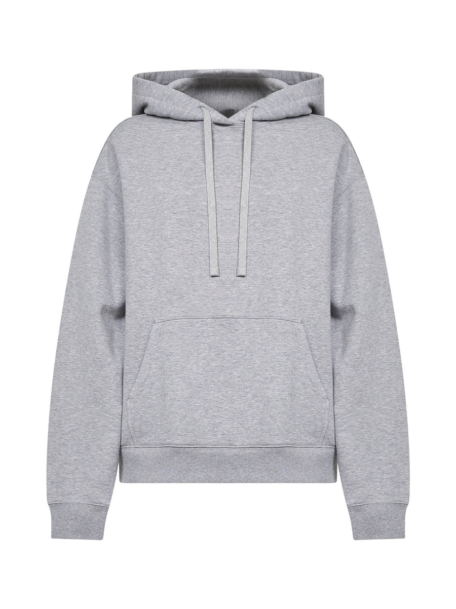 Cotton Hoodie With Pleated Insert Grey Sweatshirts
