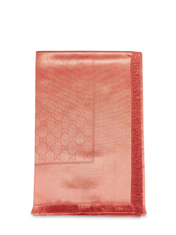 Orange Gg Lamé Wool And Silk Shawl Scarf