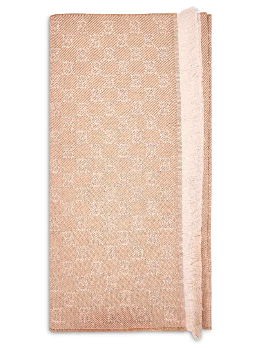 Beige Gg Jacquard Wool Scarf