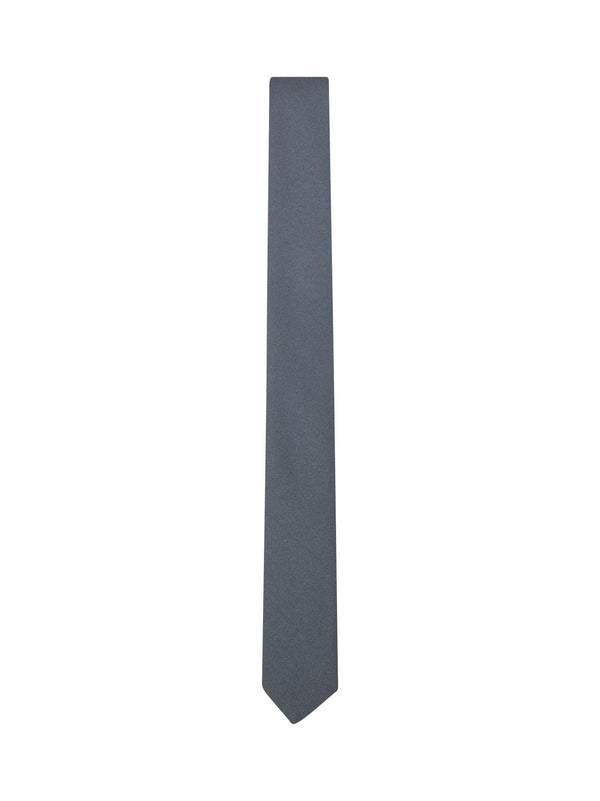 Grey Crepe-Effect Fabric Slim Tie Polyester Ties & Bow
