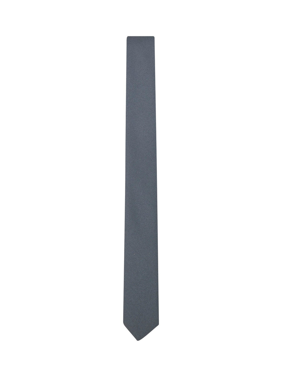 Grey Crepe-Effect Fabric Slim Tie Polyester Ties & Bow