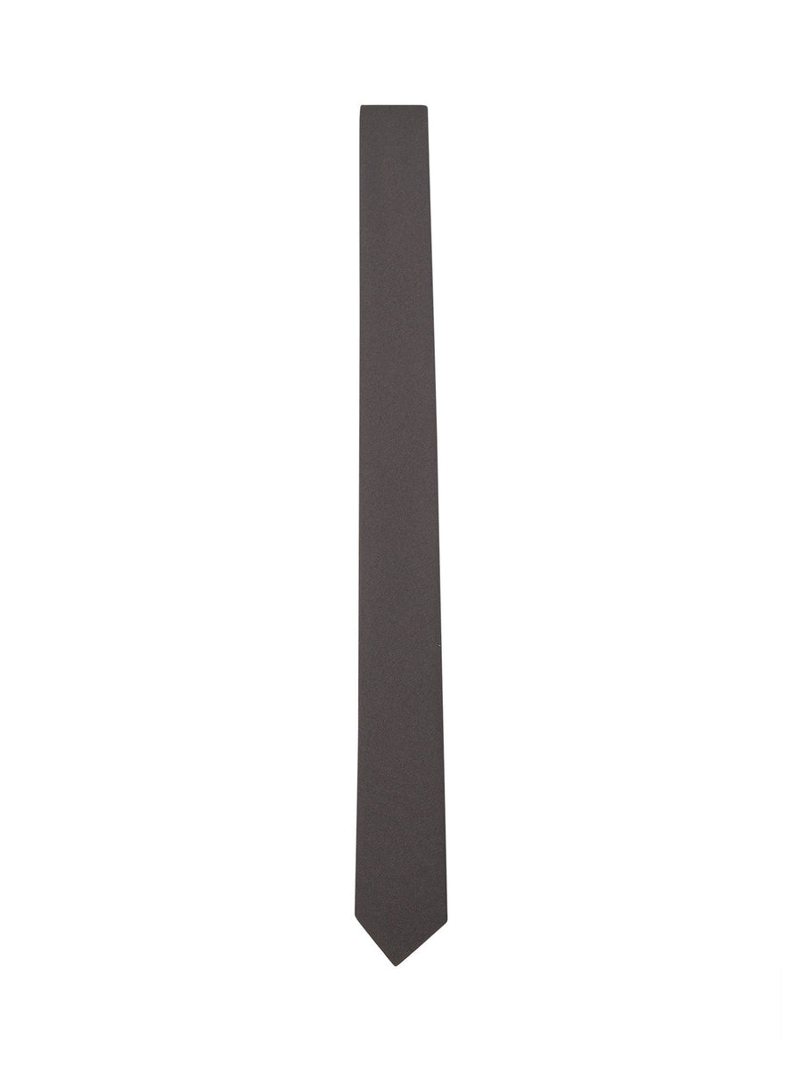 Brown Crepe-Effect Fabric Slim Tie Polyester Ties & Bow