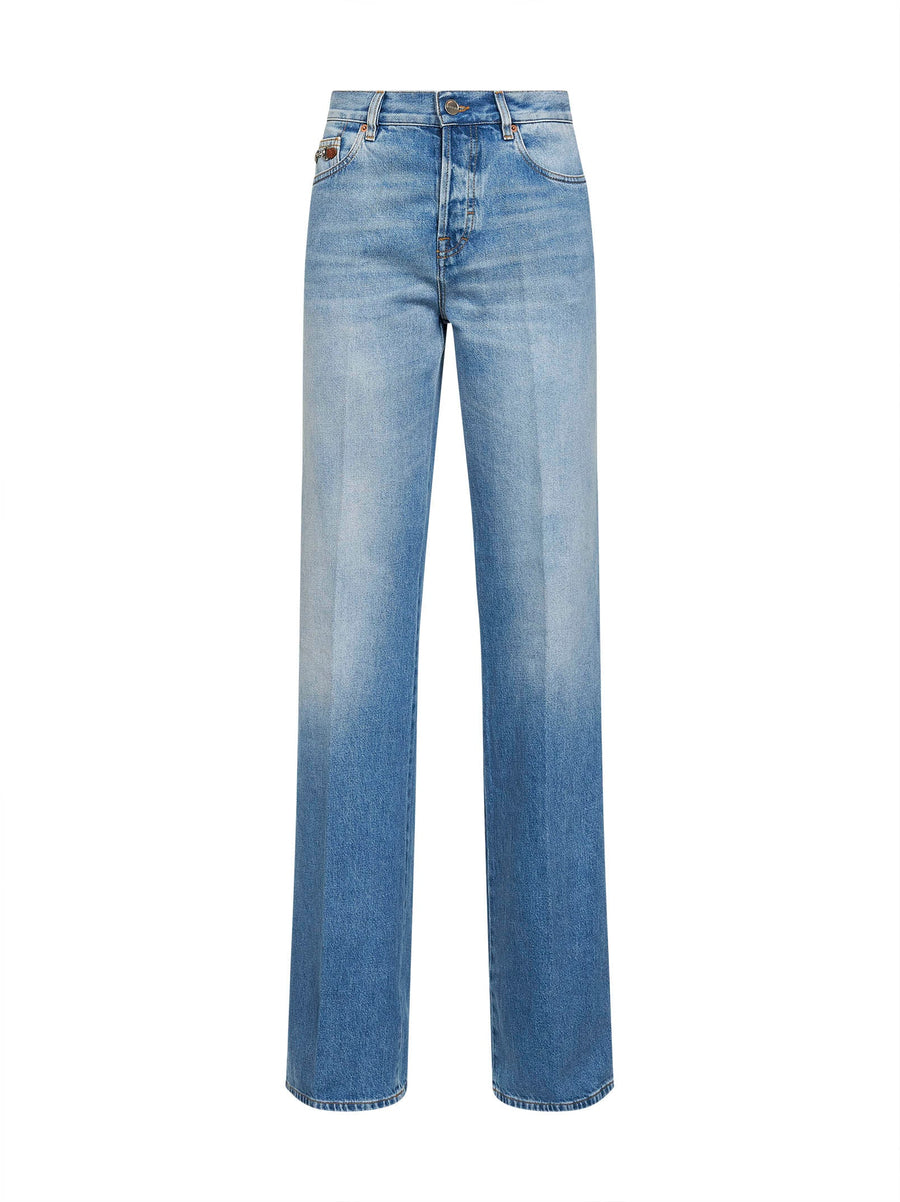 Light Blue Flared Cotton Denim Jeans