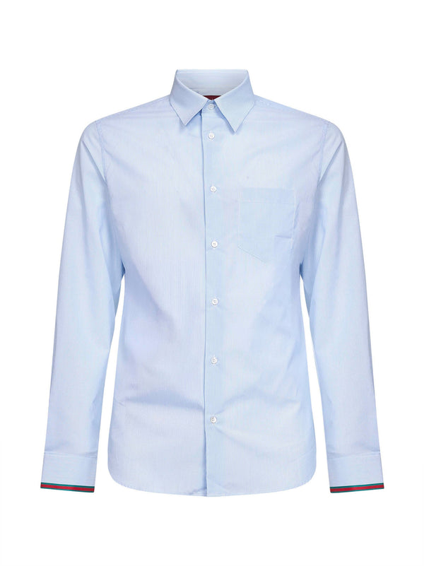 Shirt Light Blue Cotton Web-Trim