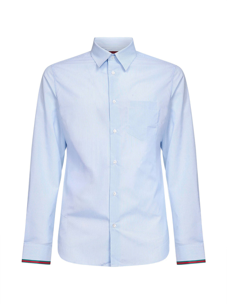 Shirt Light Blue Cotton Web-Trim
