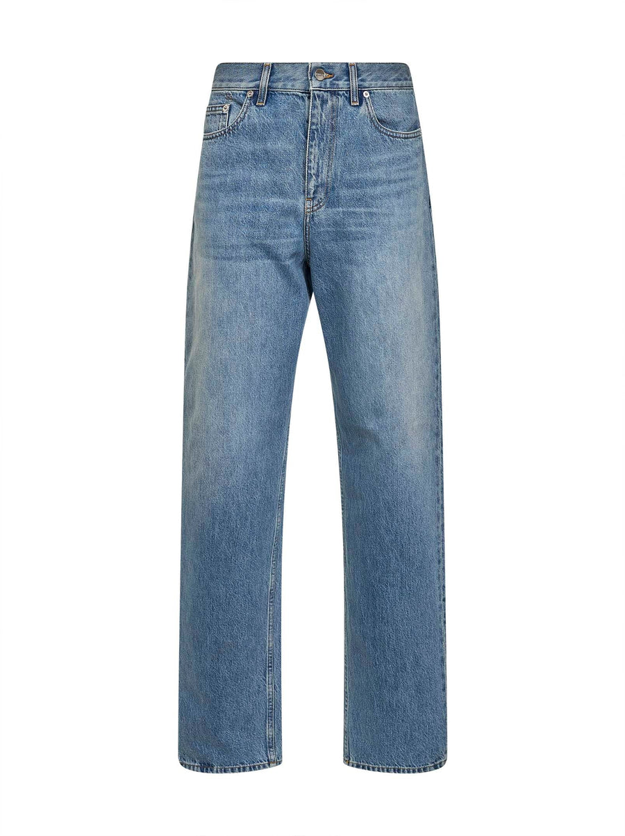Light Blue Cotton Denim Straight Jeans