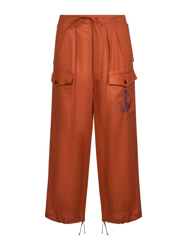 Trousers Ancora Orange Linen