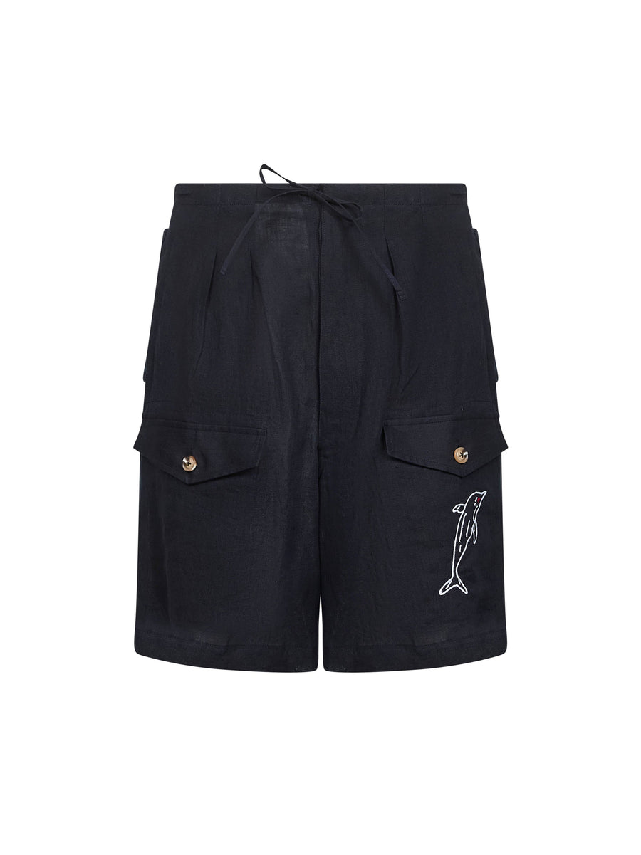 Bermuda Shorts Forever Dolphin Blue Linen