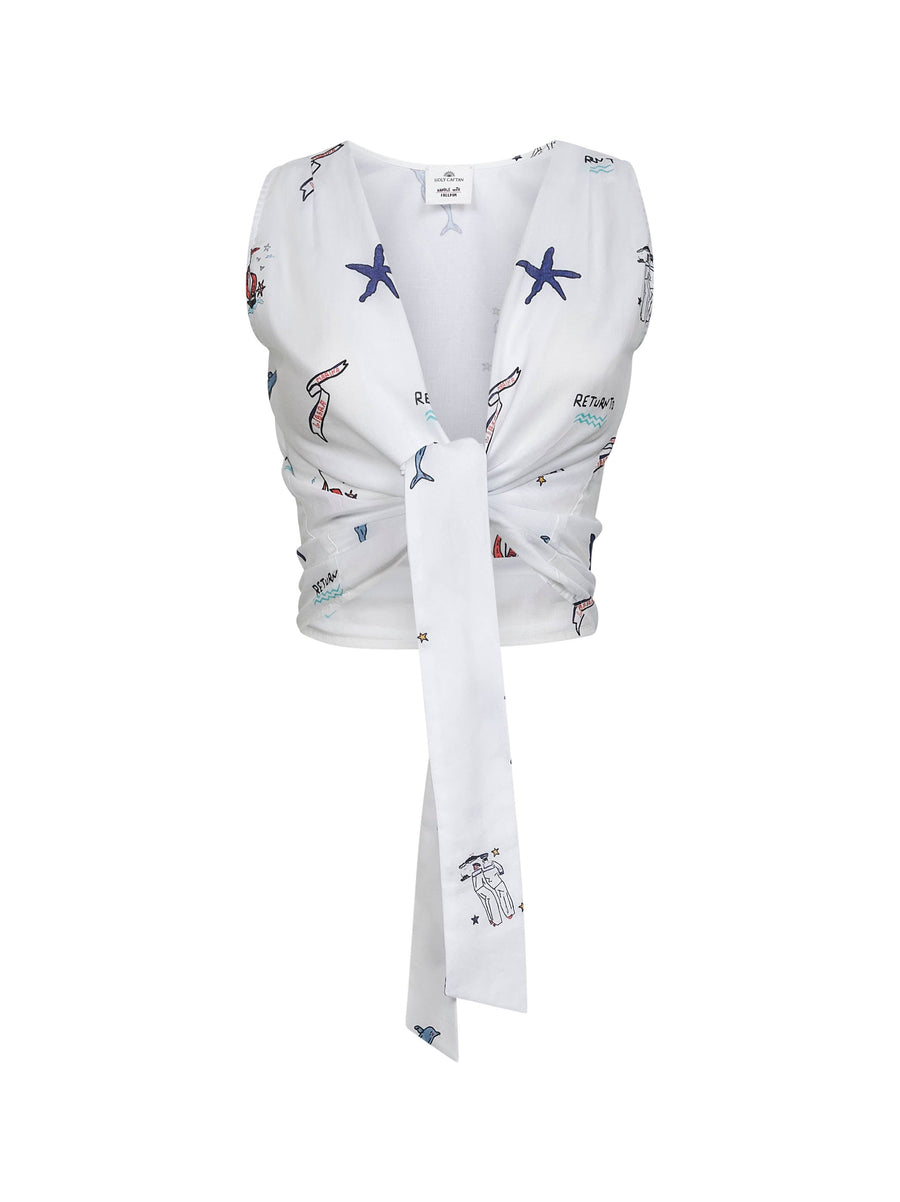 Cropped Poplin Top White Cotton Tops