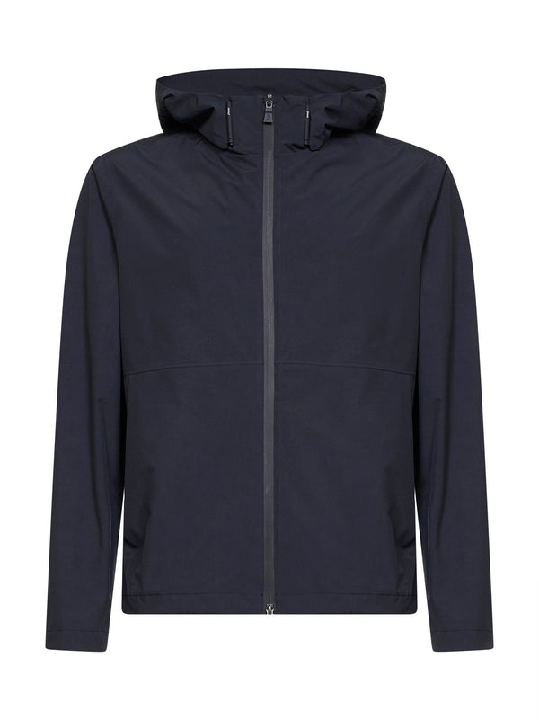 Hooded Windstopper Jacket Blue Polyester Bomber