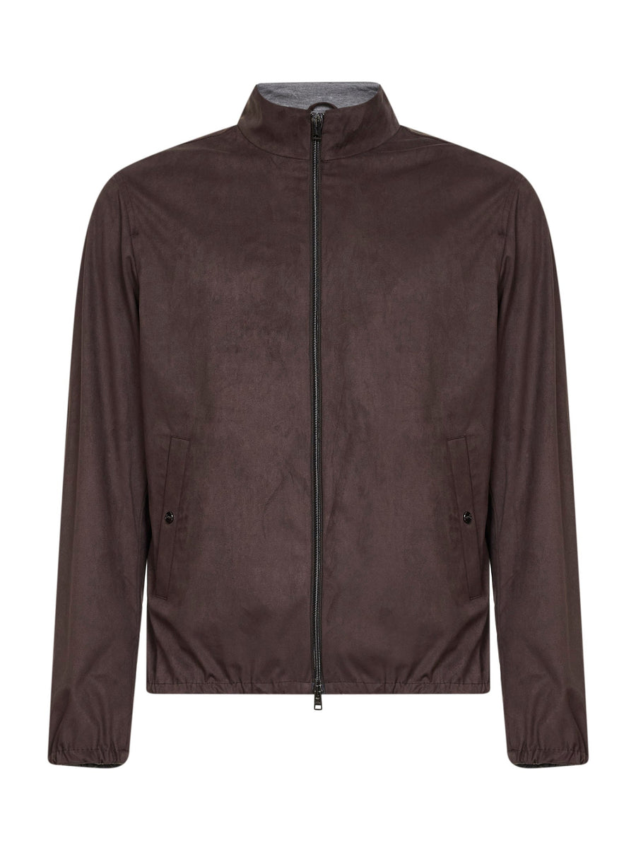 Jacket Suede Microfiber Brown Polyester Bomber