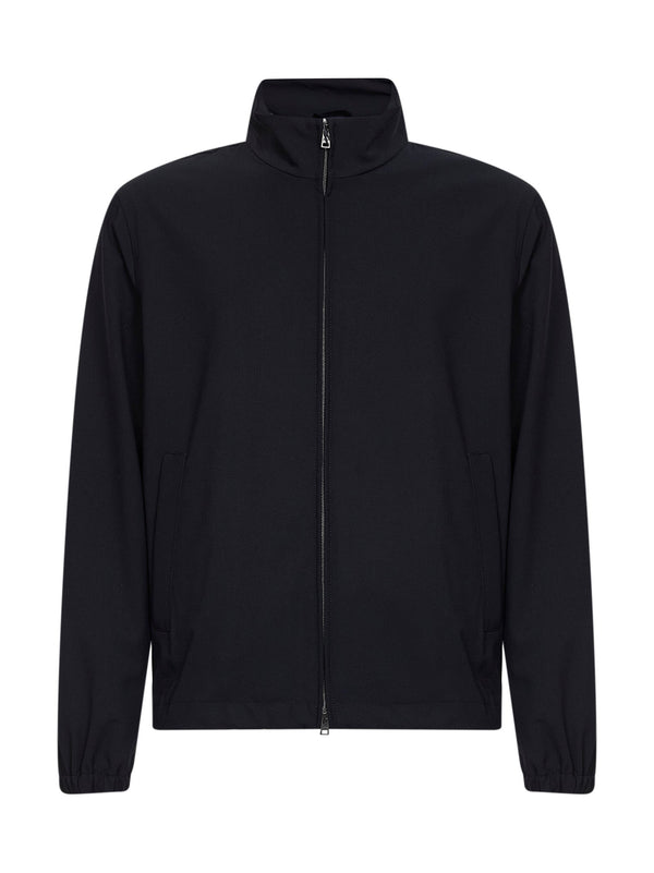 Bomber Jacket Navy Blue Wool Blend Polyester