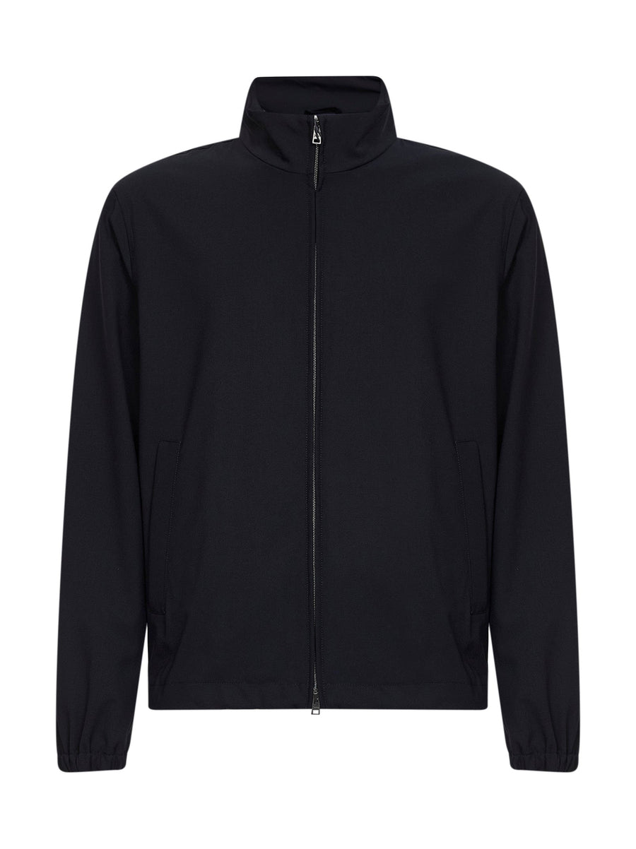 Bomber Jacket Navy Blue Wool Blend Polyester