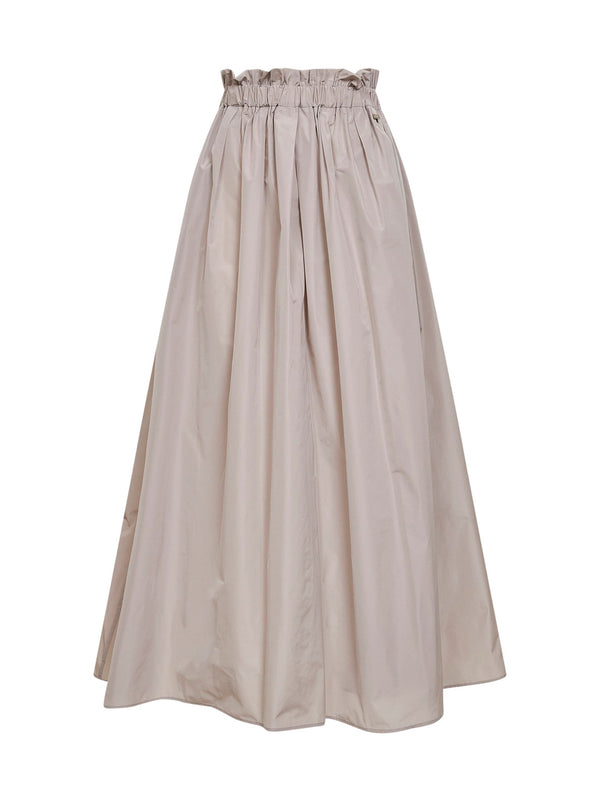 Long Techno Taffeta Skirt Pearl Grey Polyester
