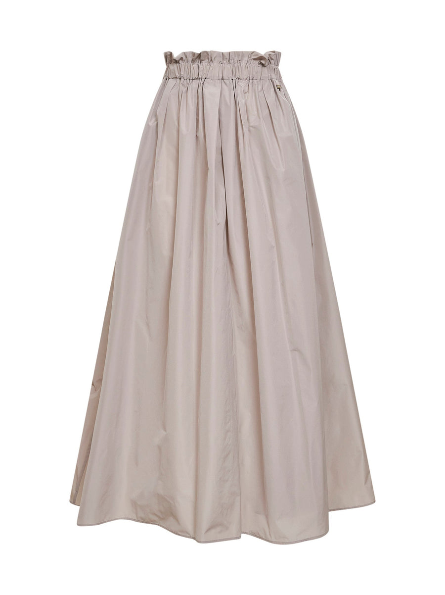 Long Techno Taffeta Skirt Pearl Grey Polyester