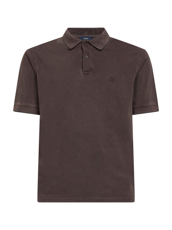 Polo Shirt Piqué Dark Brown Cotton