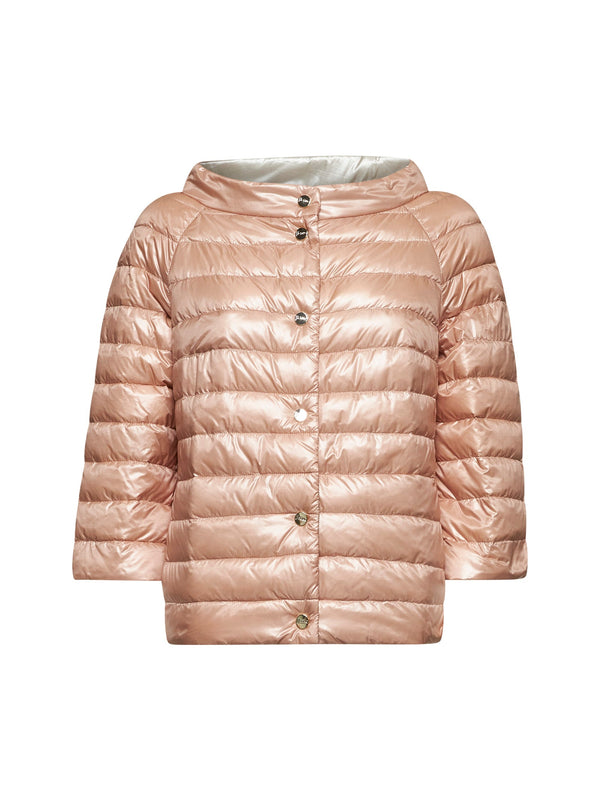 Ultralight Nylon Reversible Cape, Pink Polyamide Puffer Jackets