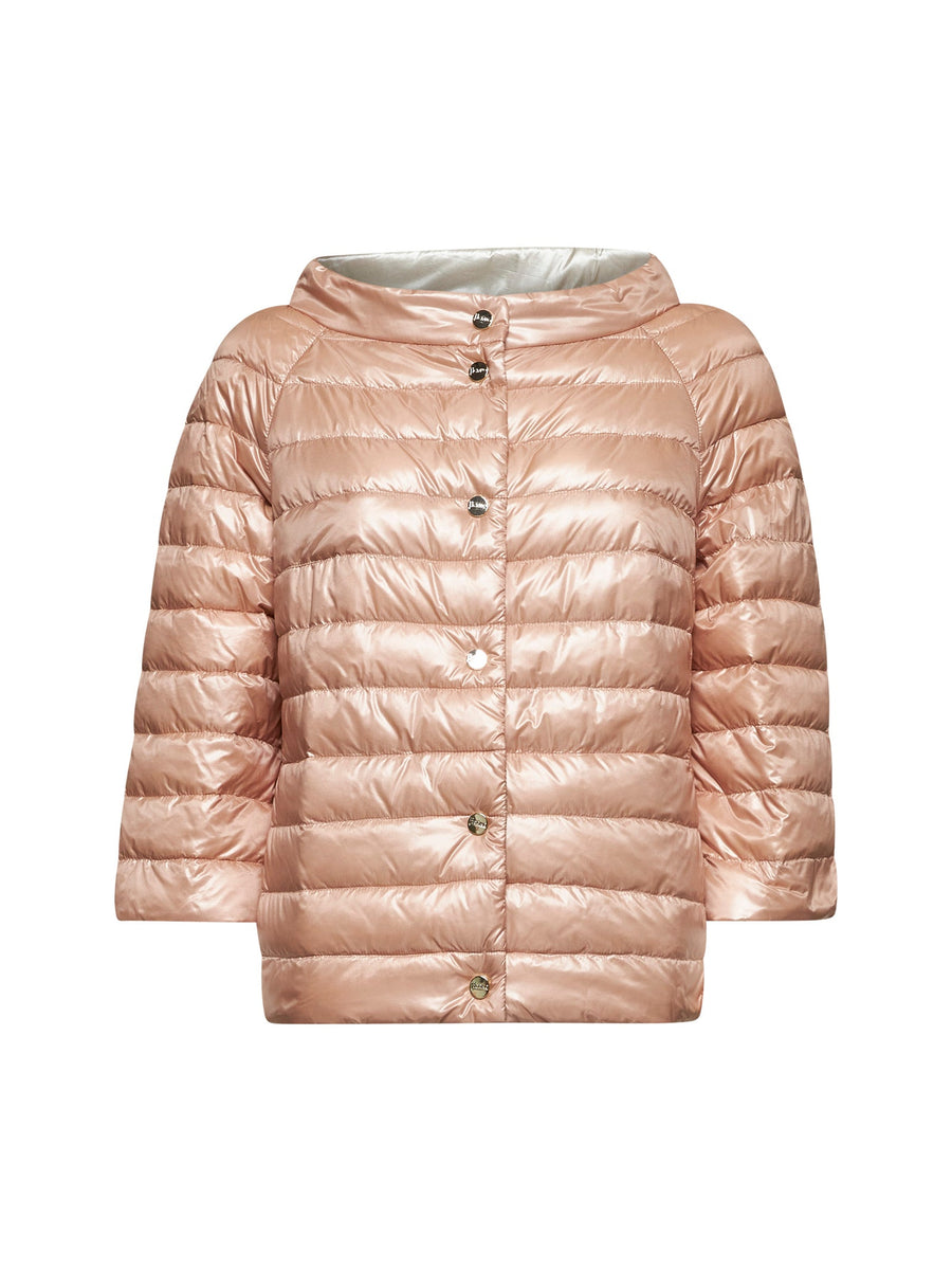 Ultralight Nylon Reversible Cape, Pink Polyamide Puffer Jackets