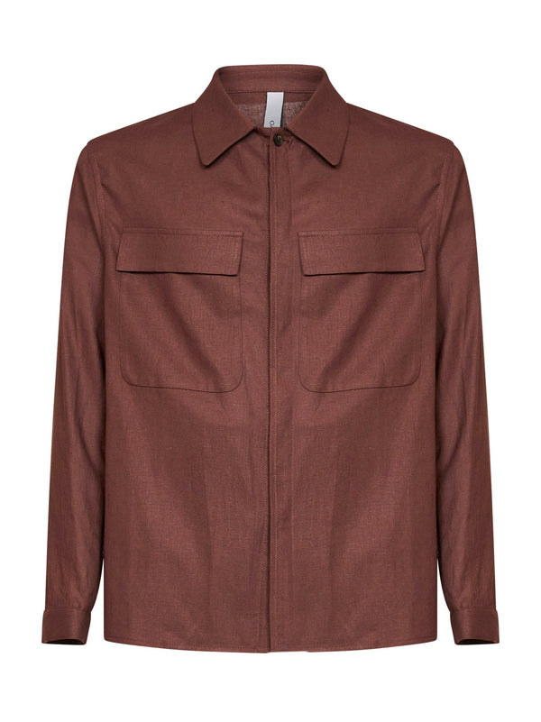 Overshirt Specchiolla Linen Blend Brown Shirt