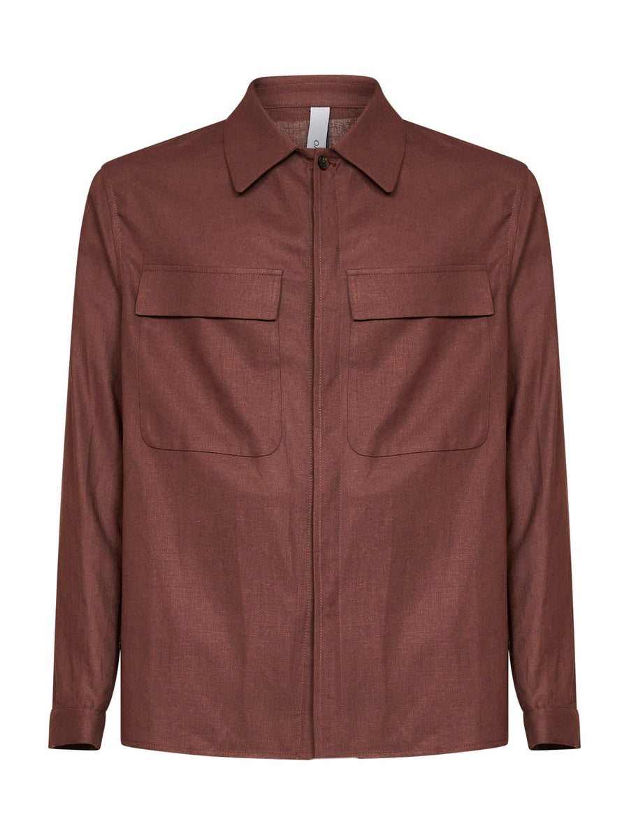 Overshirt Specchiolla Linen Blend Brown Shirt