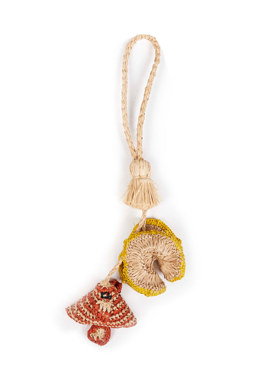 Bag Charm Stripy Raffia Multicolour Accessory